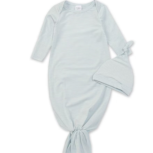 Starting Out Baby Long-Sleeve Stripe Knotted Gown