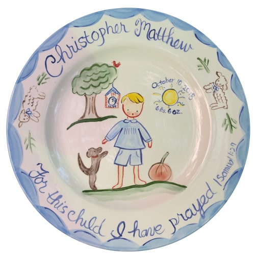 1 Samuel 1:27 Plate - Boy | Tricia Lowenfield Design