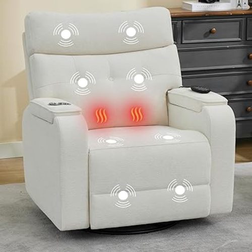 Power Swivel Rocker Recliner with Massage&Heat,Swivel Glider Recliner Chair