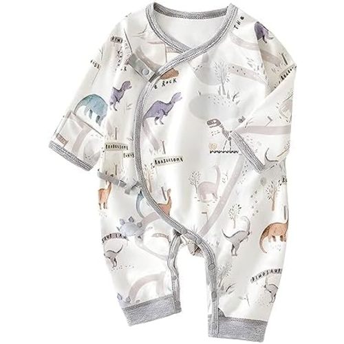 100% Organic Cotton Soft 0-6 Months Newborn Baby Romper Jumpsuits for Boys and Girls Unisex Long Sleeve