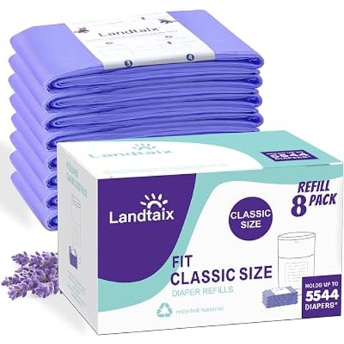 Diaper Pail Refill Bags Fits Dekor Classic 8 Pack for 5544 Diapers