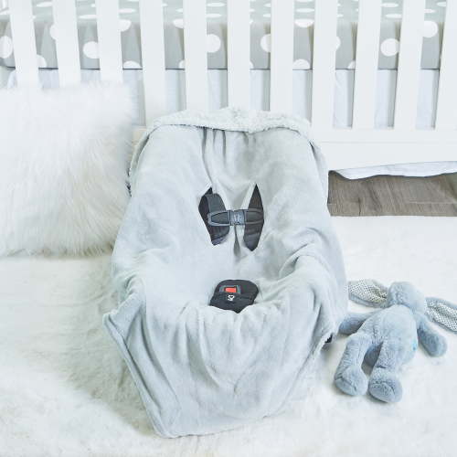 Everyday Kids Gray Unisex Plush Hooded Car Seat Blanket