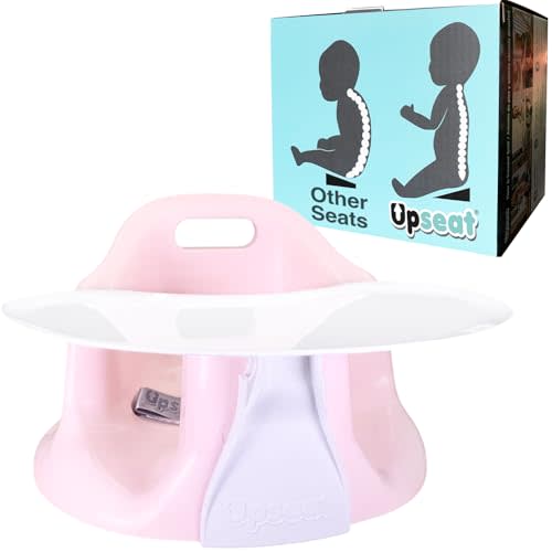 Upseat Baby Floor Seat Booster Chair for Sitting Up with Removable Tray for Meals and Playtime, Developed with Physical Therapists for Safe and Healthy Hip Development and Posture (Pink)