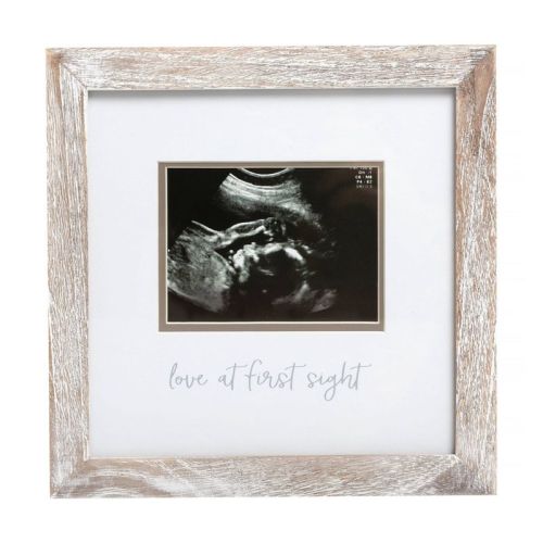 Pearhead Love At First Sight Sonogram Picture Frame - Rustic White
