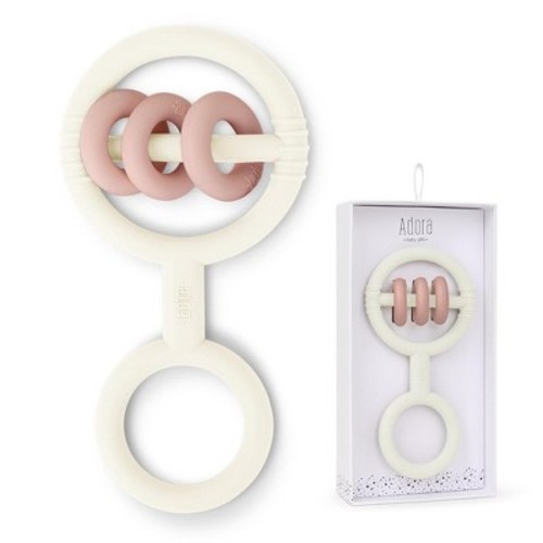 Silicone Baby Rattle Teething Toys - Cute Shaped Teething Relief for 0-6 Months, Easy to Clean Teether Ring - Newborn Essentials, Color: Vanilla