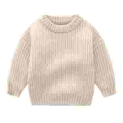 Toimothcn Toddler Baby Kdis Sweater Simple Solid Color Ribbed Knit Sweaters Long Sleeve Crew Neck Warm Soft Loose Fit Pullover Knitted Sweater Lovely Boy'S Clothing
