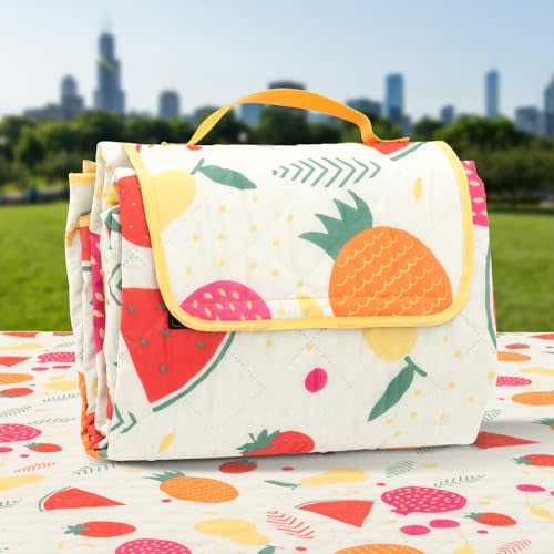 TaTalife Picnic Blankets, Portable Outside Baby Blanket, 3 Layer Picnic Mat for Camping, 79" x 59" Large Waterproof Sand Proof Camping Blanket, Lightweight Folding Portable Travel Blanket