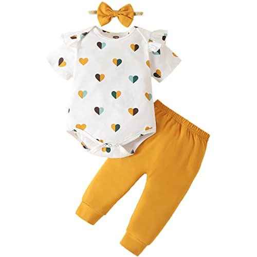 Fullfamous Baby Girl's 3pc Frill Long Sleeve Romper and Pant Set