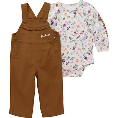 Carhartt Baby Girls' Long-Sleeve Bodysuit and Canvas Overall Set - 2374337 at Tractor Supply Co.