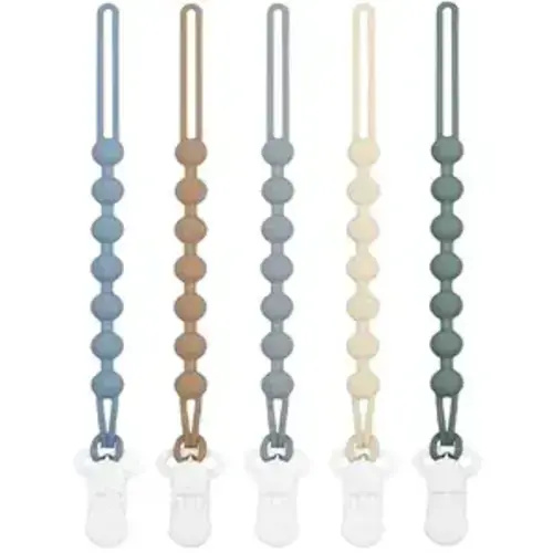 5-Pack Silicone Pacifier Clip, One-Piece Silicone Pacifier Holder Clip for Boys & Baby Girl Binky Clips Rust-Free Holders Unisex Newborns Shower Birthday Gifts (Blue)