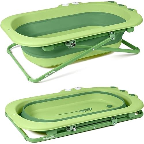 Beberoad Love Collapsible Toddler Bathtub Baby Bathtub from Newborn to Toddler Portable Infant Bathtub Height-Adjustable (Green)