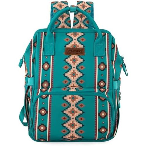 Montana West x Wrangler Aztec Travel Backpack Western Baby Bag Multi-Function Bags with Waterproof Insulated Pockets