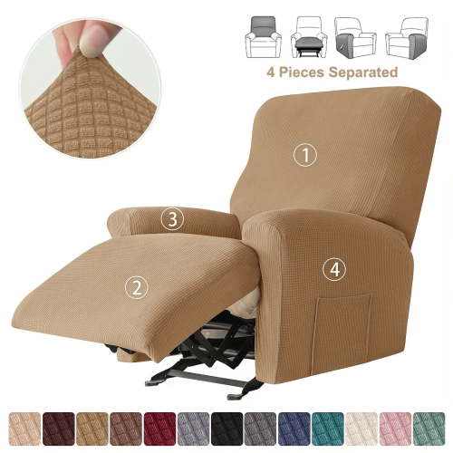 ATJIA Recliner Cover 4-Pieces Recliner Stretch Sofa Slipcover Jacquard Couch Protector Soft Furniture Protector Covers