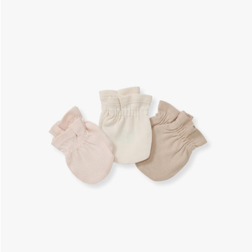 Burt's Bees Baby Baby Girls' Mittens, No-Scratch Mitts, 100% Organic Cotton, Set of 3