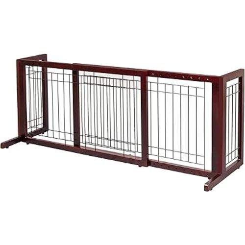 Bonnlo Free Standing Pet Gates for Dogs Indoor Dog Fence, Solid Wooden Dog Gates for The House,Doorways and Stairs, Doggie Gates for Indoors Adjustable from 40" to 71" Wide