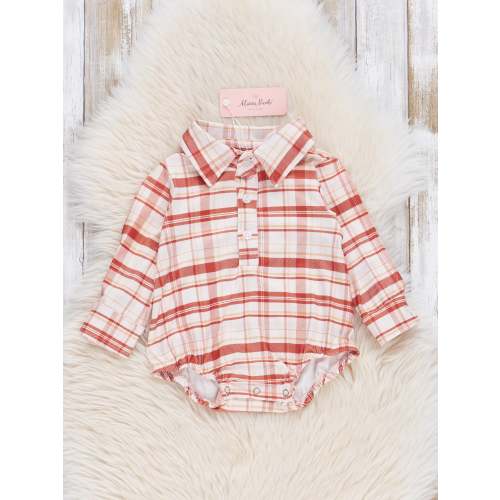 Copper Plaid Button Up Bubble