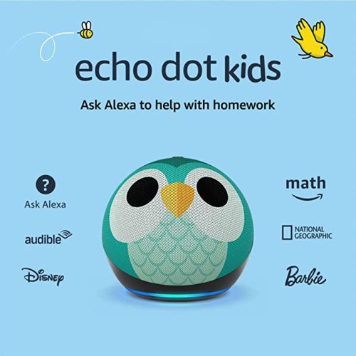 Echo Dot (5th Gen, 2022 release) Kids | Designed for kids, with parental controls | Owl - Device only