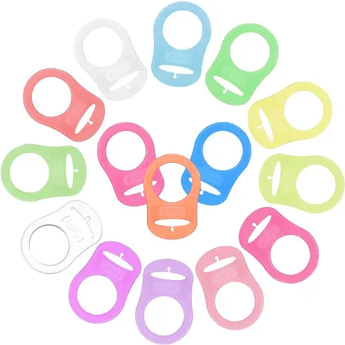 15 Pieces Soft Silicone Baby Pacifier Clips Holders Silicone Adapter Rings Holder Baby Nipple Rings Baby Dummy Pacifier Holder for Baby Pacifiers (Assorted Colors)
