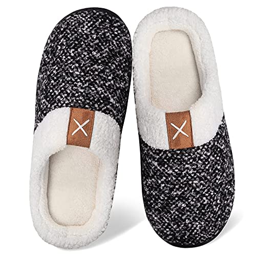 WateLves Women's Memory Foam Slippers Comfort Wool-Like Plush Fleece Lined House Shoes for Indoor & Outdoor