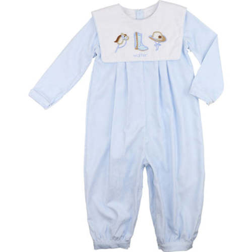 Blue Gingham Corduroy Cowboy Long Romper – Cecil & Lou