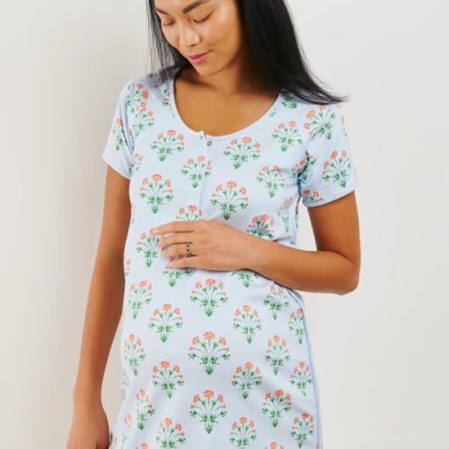 LAKE | Women | Pima Cotton Pajamas | Daylight Tropical Bouquet Maternity Nightgown