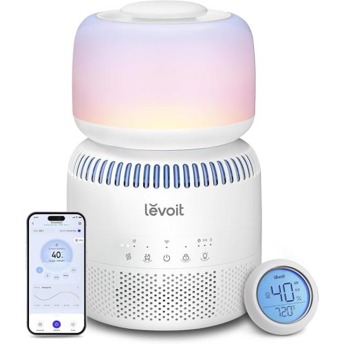LEVOIT Humidifiers for Bedroom Baby, Sprout Evaporative with Dual Filters for Air & Water, Separate Sensor, Adjustable No Blue Nightlight, Auto Dry, Smart Control & Alexa, Auto Mode, 3.8L Tank for 36H