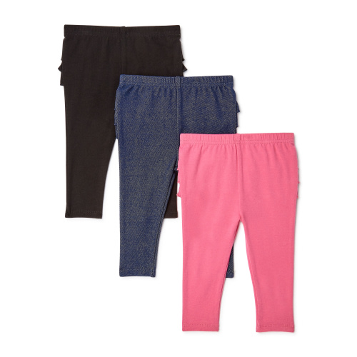 Garanimals Regular Fit Mid Rise Slim-Leg Legging (Infant), 3 Count, 3 Pack