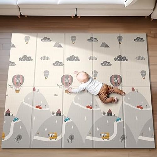 UANLAUO Baby Play Mat, 71 x59 Inches Foldable Play Mat for Floor, Reversible Play Mat for Infants, Toddlers, Kids, Play and Tummy Time, Anti-Slip Baby Crawling Mat for Indoor and Outdoor