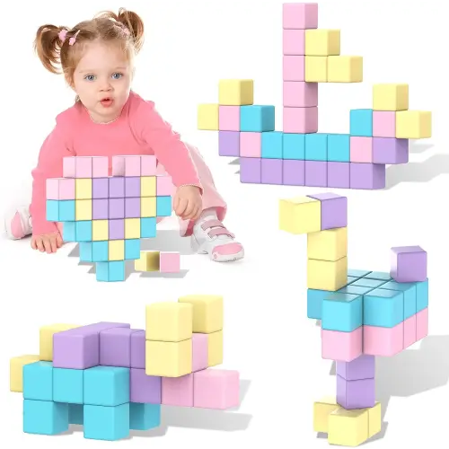 Magnetic Building Blocks Toys for Toddler Girls Boys Age 2-4 3-5 4-8 Macaron Magnetic Blocks Stem Sensory Toys,Preschool Learning Activities Birthday for 3 4 5 6 Year Old Boys Girls