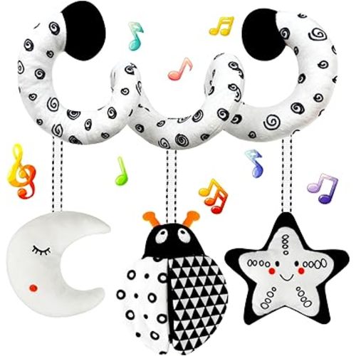 Black and White High Contrast Baby Toys - Sensory Infant Hanging Carseat & Stroller Toy for Newborns 0-6,6-12Months Perfect Easter Birthday & Baby Shower for Babies Boys Girls