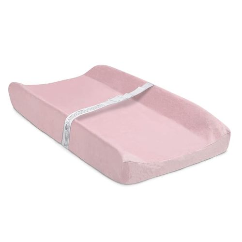 Delta Children Contoured Changing Pad with Plush Cover, Pink - 2 Piece Set
