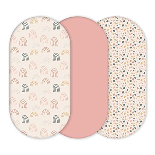 Yunioo Premium Fitted Baby Bassinet Sheets, Changing Pad Cover and Stroller Sheets, Compatible with 4moms Mamaroo, Chicco Lullago, Graco, Halo and Uppababy, 100% Ultrasoft Cotton, 32x16” - Rosetta