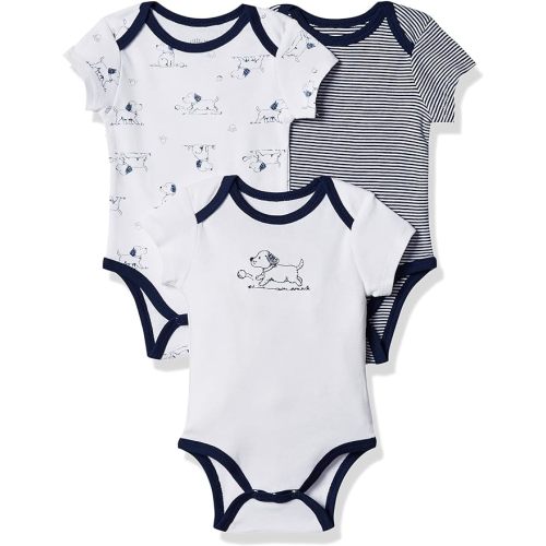 Little Me baby-boys 3-pack 100% Cotton Scratch Free Tag Onesies