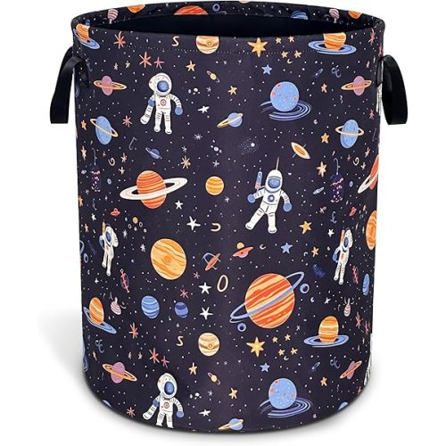 Astronaut Laundry Basket Oxford Cloth Universe Planet Laundry Hamper With Handle Foldable Portable Clothes Storage Basket 18.9 X 16.5 Inch Storage Bag For Laundry Room/Bathroom/Bedroom/Dormitories