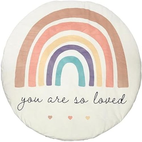 Kate & Milo Plush Baby Mat, Earth Tone Rainbow Infant Mat, Reversible You are So Loved Play Mat, Soft, Portable and Washable Baby Tummy Time and Play Gym Mat