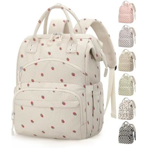 Corduroy Diaper Backpack for Mom,Travel Baby Diaper Bag for Grirls&Boys