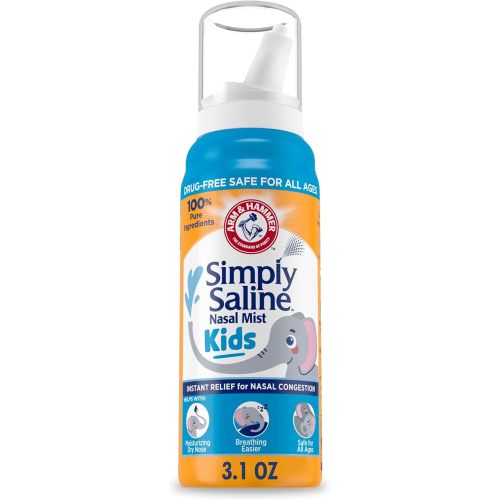 ARM & HAMMER Simply Saline Kids Nasal Mist, Drug-Free and Newborn Safe, 3.1 Oz