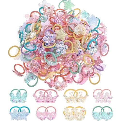 50Pcs Cute Small Baby Hair Ties - Colorful Hair Accessories Ponytail Holders Elastic Hair Rubber Bands Hair Accessories For Baby Girls Toddler Girl (Sequin style-50Pcs)