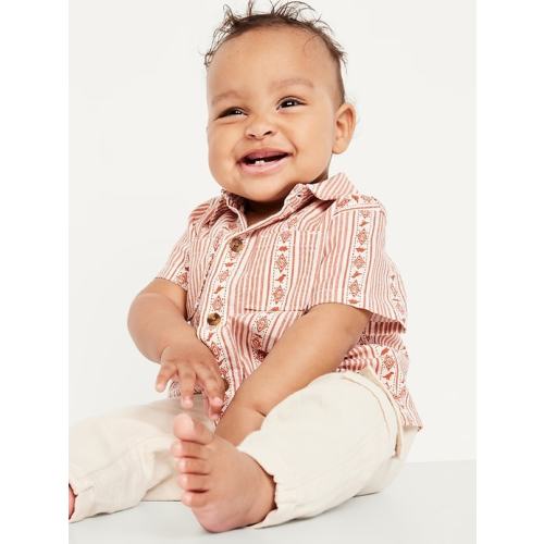 Printed Short-Sleeve Linen-Blend Pocket Shirt for Baby