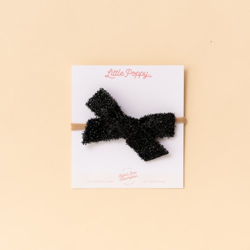 Black Shimmer Ribbon Headband Bow