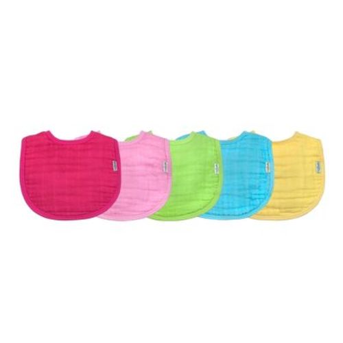 Green Sprouts Organic Cotton Muslin Bibs 5pk - Blue