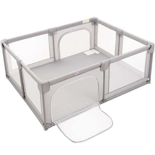Babyjoy Baby Playpen Extra Large Kids Activity Center Safety Play Yard w/ Gate Gray