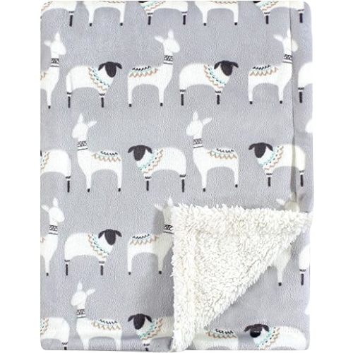 Hudson Baby Unisex Baby Plush Mink and Sherpa Blanket, Aztec Llama, One Size