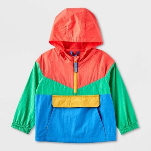 Toddler Unlined Colorblock Anorak Jacket - Cat & Jack™ Red, Size: 12M
