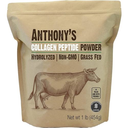 Anthony's Collagen Peptide Powder, 1 lb, Pure Hydrolyzed, Gluten Free, Keto and Paleo Friendly, Grass Fed, Unflavored, Non GMO