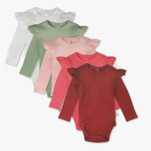 HonestBaby Long Sleeve Bodysuits Multipack Organic Cotton for Infant Baby Girls
