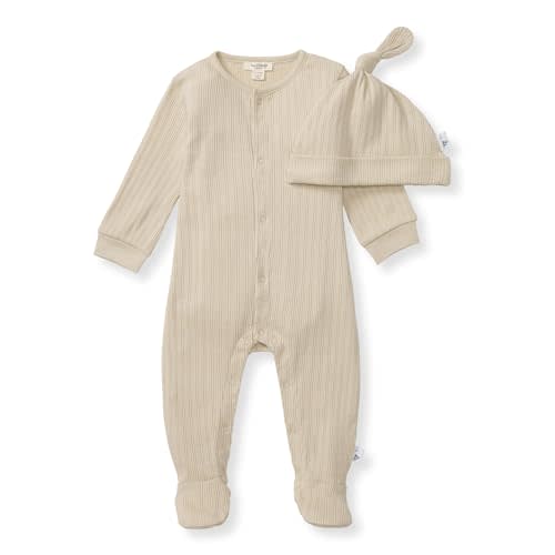 Burt's Bee Baby Infant Boys' 100% Organic Cotton Long Sleeve Jumpsuit with Hat
