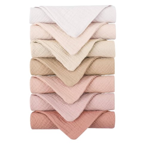 Konssy Baby Muslin Washcloths 7-Pack, 100% Cotton Baby Bath Washcloths, Soft & Absorbent Wash Cloths and Burp Cloths for Newborn Kids Girls & Boys, 11x11 inches