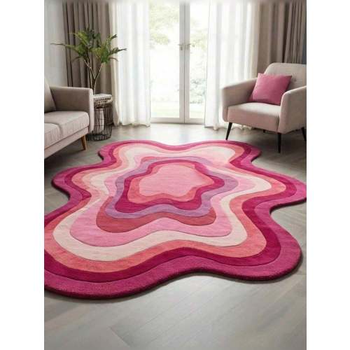 1pc High-Quality Velvet Area Rug - Colorful Cloud Dopamine Geometric Pattern, Vibrant Rainbow Colors, Large Size Up To 23.2 Sq Ft, Hand Wash Only, Modern Art Home Decor, Suitable For Living Room And Bedroom | SHEIN USA