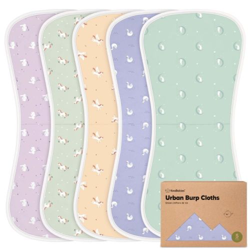 KeaBabies 5pk Urban Baby Burp Cloths, Organic Burping Cloth for Babies, Burp Rags for Baby Girls, Boys (Lunaris)